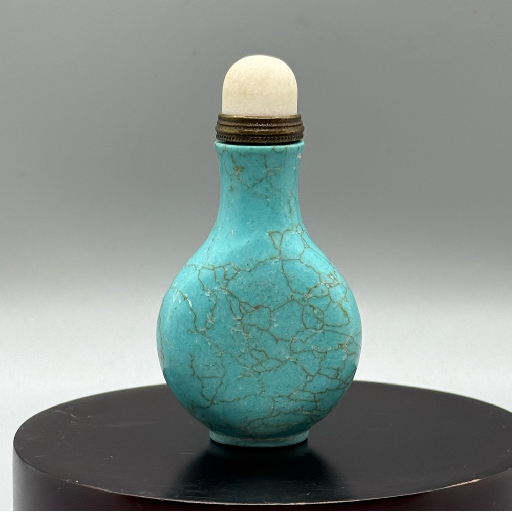 Turquoise Snuff Bottle with White Stopper